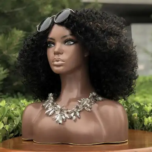 欧美头模 半身模特儿黑肤色 假发头模 项链展示道具 仿真 模特头