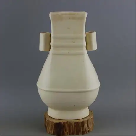 宋定窑白釉开片贯耳瓶 仿古做旧出土瓷器 古玩古董收藏 易定落款