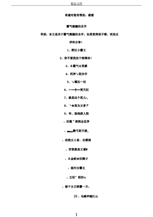 霸气侧漏名字docx10页