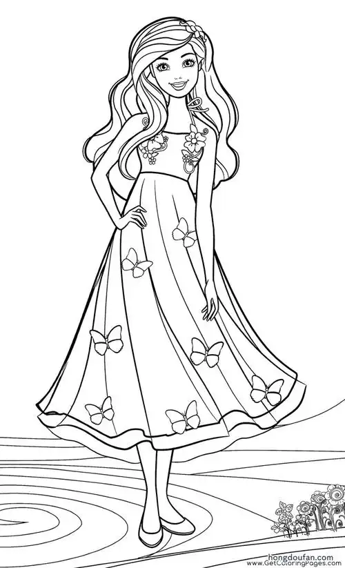 18张芭比公主涂色图片下载!有哪个女孩子不喜欢芭比公主呢?
