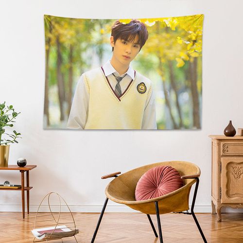 justin黄明昊同款粉丝应援定制周边墙布装饰背景布海报挂布挂毯画