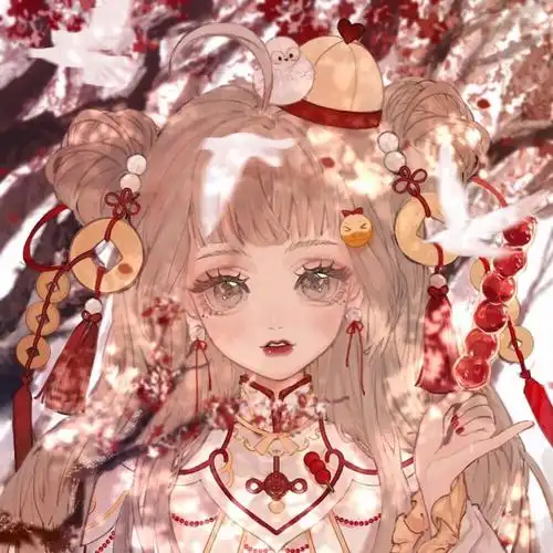 红色系女生动漫头像