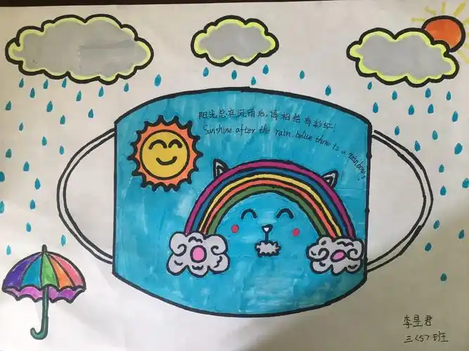 温暖在身边——防疫知识宣传活动之创意口罩我来画 写美篇口罩设计:三