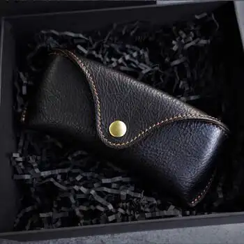 霜魄 雷朋太阳镜眼镜盒手工牛皮雷朋rayban抗压墨镜盒防压眼镜盒飞行