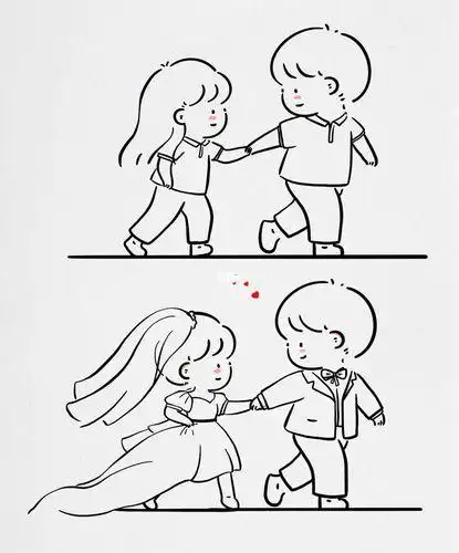 情侣简笔画几笔