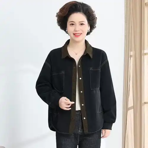 外套女2024春秋新款 夹克上衣 休闲衬衫 洋气妈妈装 - 女装/女士精品