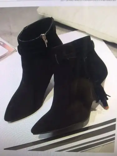 全新黑色高跟短靴