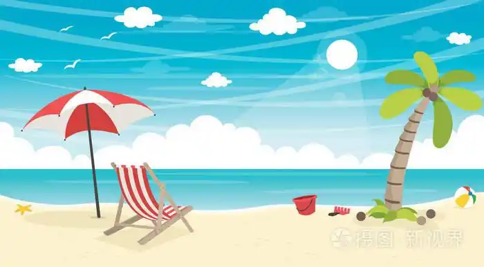 夏季海滩背景矢量图