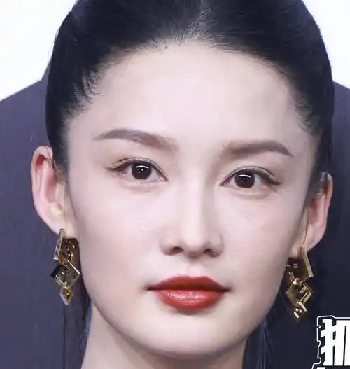 李沁的这套造型是能用硬凹时尚来形容了,中分的贴头皮高马尾,扎出一个