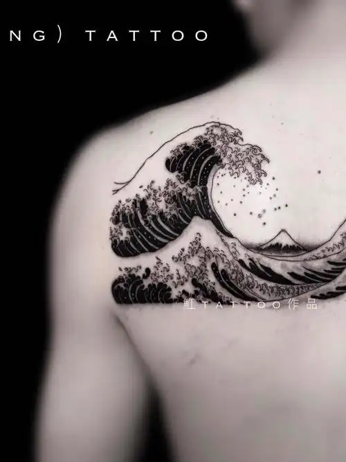 神奈川·冲浪里_纹身图案手稿图片_魟tattoo的纹身作品集