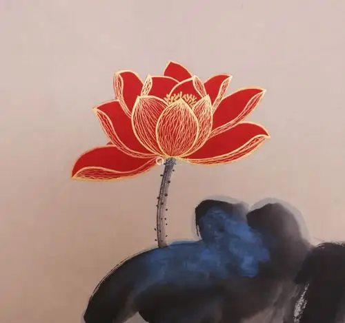 张大千 荷花 纸本设色横幅