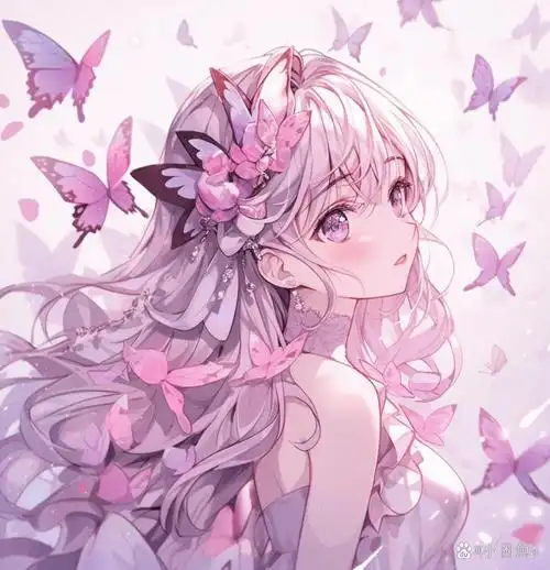 粉色系动漫女生头像