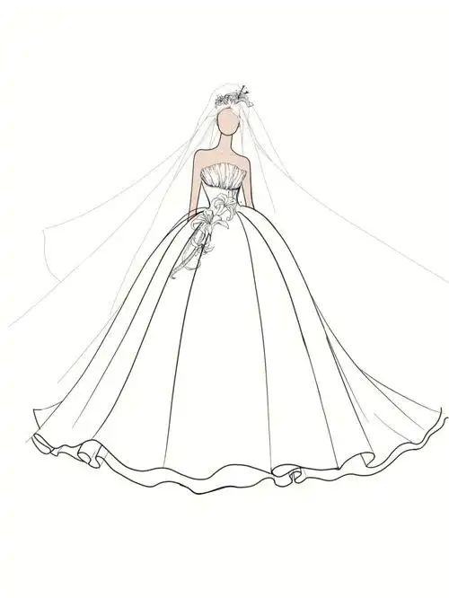 复古时尚氛围感拉满小众设计风格婚纱#婚纱手绘稿