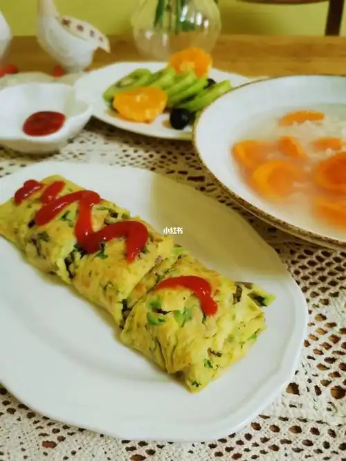 小学生早餐蔬菜鸡蛋饼61红薯粥