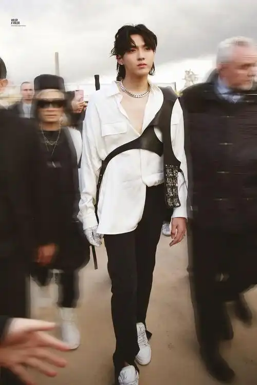 吴亦凡华丽现身lv巴黎男装秀,战袍帅到过分!