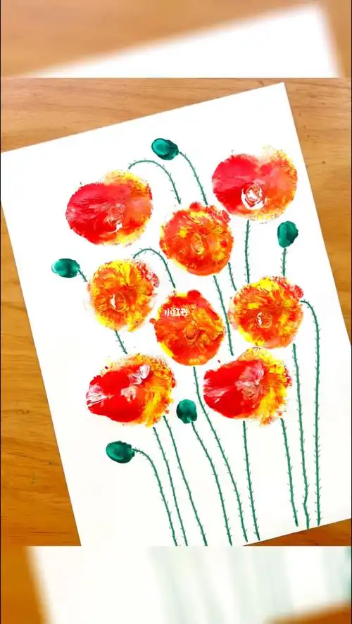 小班也能画的创意美术用气球画虞美人