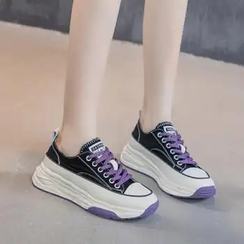 品牌真皮帆布厚底运动鞋女ins潮夏新款轻便百搭板鞋网红增高休闲单鞋