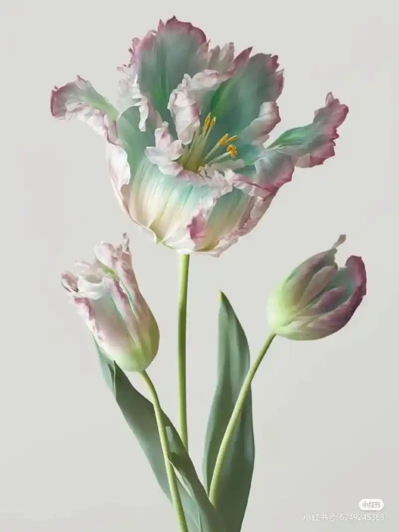 彩铅花卉写生之渐变郁金香 画一束温柔   【写生图片来自97 】