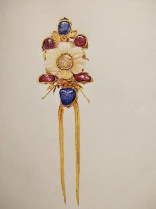 圆珠笔手绘一组古风首饰