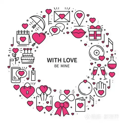 独一无二的情人节圆印.元素,图标