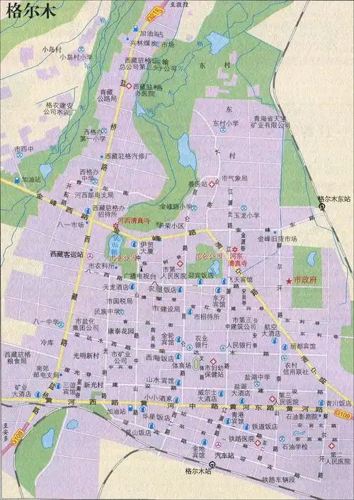 格尔木旅游交通地图_青海旅游地图库_地图窝