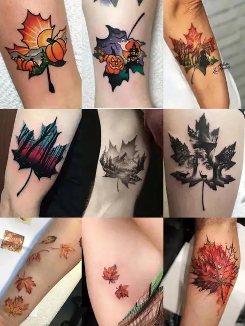 贵阳纹身秋天枫叶纹身素材手稿分享