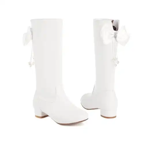 不过膝长靴女秋冬新款lolita靴子蝴蝶结长筒靴高筒骑士靴高筒靴