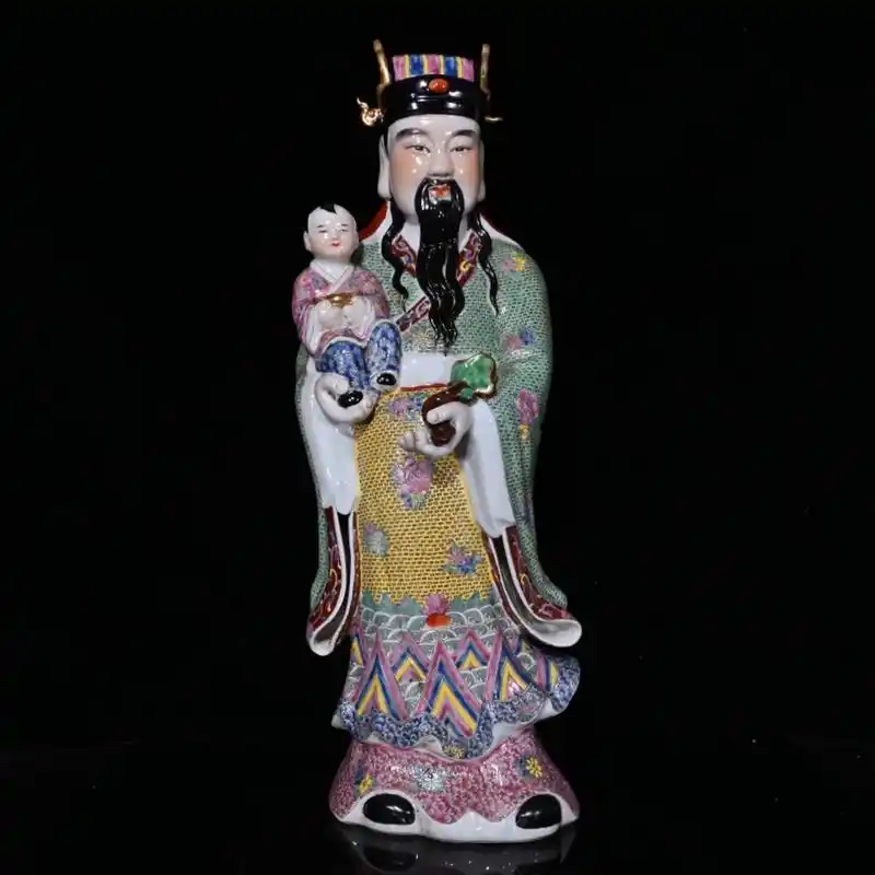 清代福建会馆曾龙升珐琅彩福禄寿三星(56×21cm)