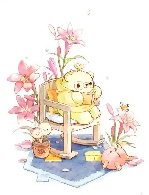 萌芽熊水彩风插画