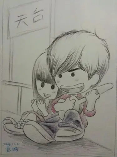 手绘 素描 彩铅 动漫 周杰伦 q版 明信片