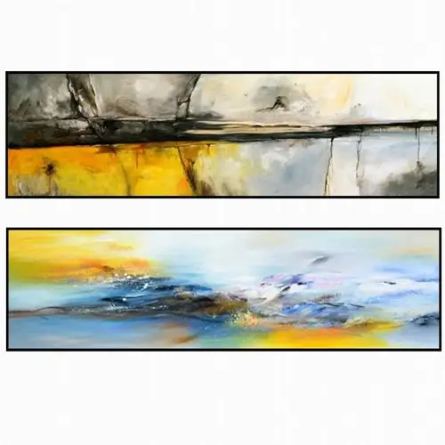 卧室床头赵无极抽象长方形油画横幅简约现代手绘油画