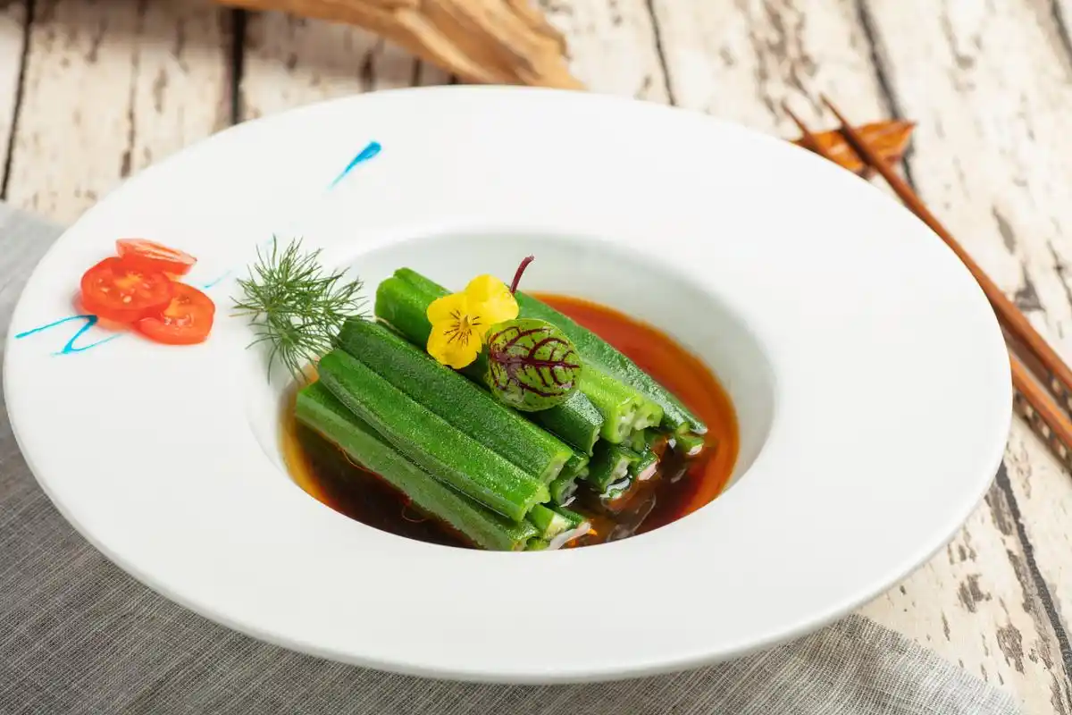 五千年食光# 白灼秋葵,一道清新爽口的