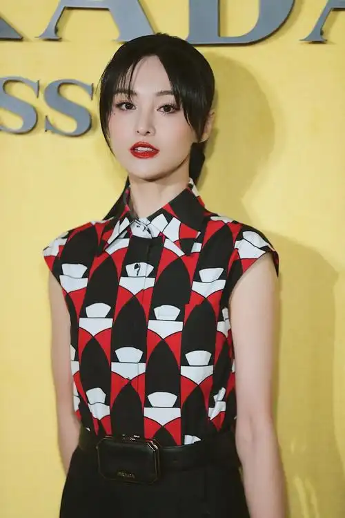 郑爽黑色百褶裙优雅写真图片79