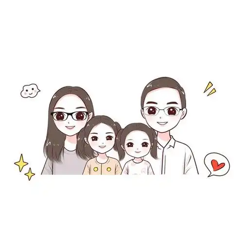 头像设计,三口,四口之家照片手绘,你喜欢吗?