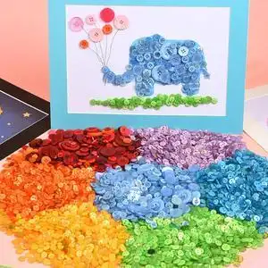 彩邑创意纽扣画diy手工制作带相框幼儿园美工区亲子粘贴画儿童材