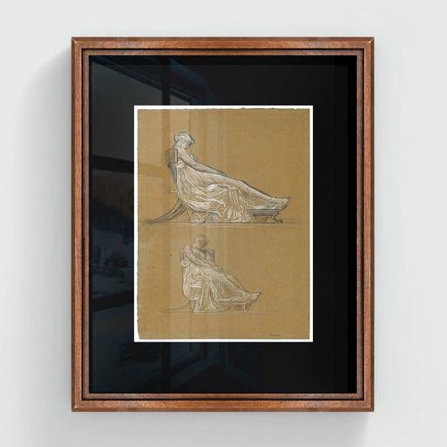 ruver英国画家frederic 人物速写线条装饰画复古小众挂画客厅书房