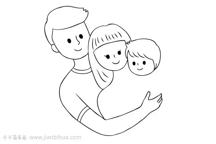 一步一步教画一家三口简笔画