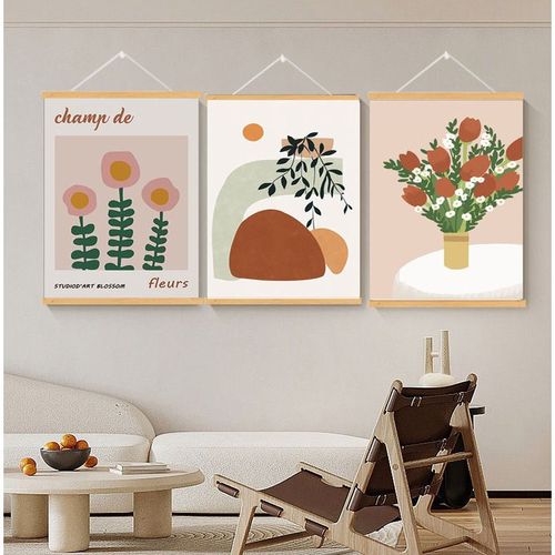 小清新治愈系卧室布艺画报挂画简约北欧奶油风植物花卉装饰挂毯画