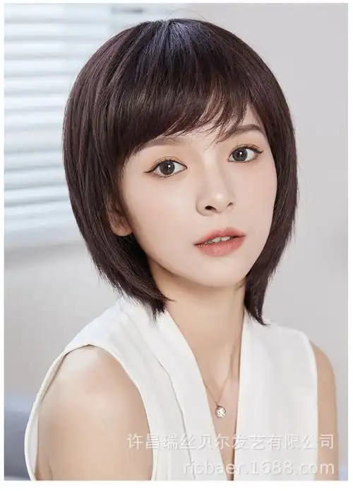 假发女短碎发全头套真人发递针头旋假发套光头可戴遮白发减龄修颜