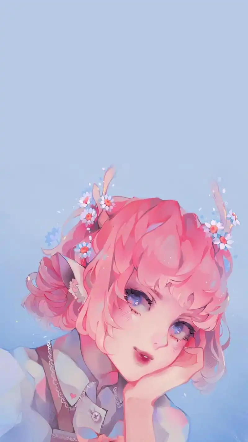 二次元唯美女生插画手机壁纸