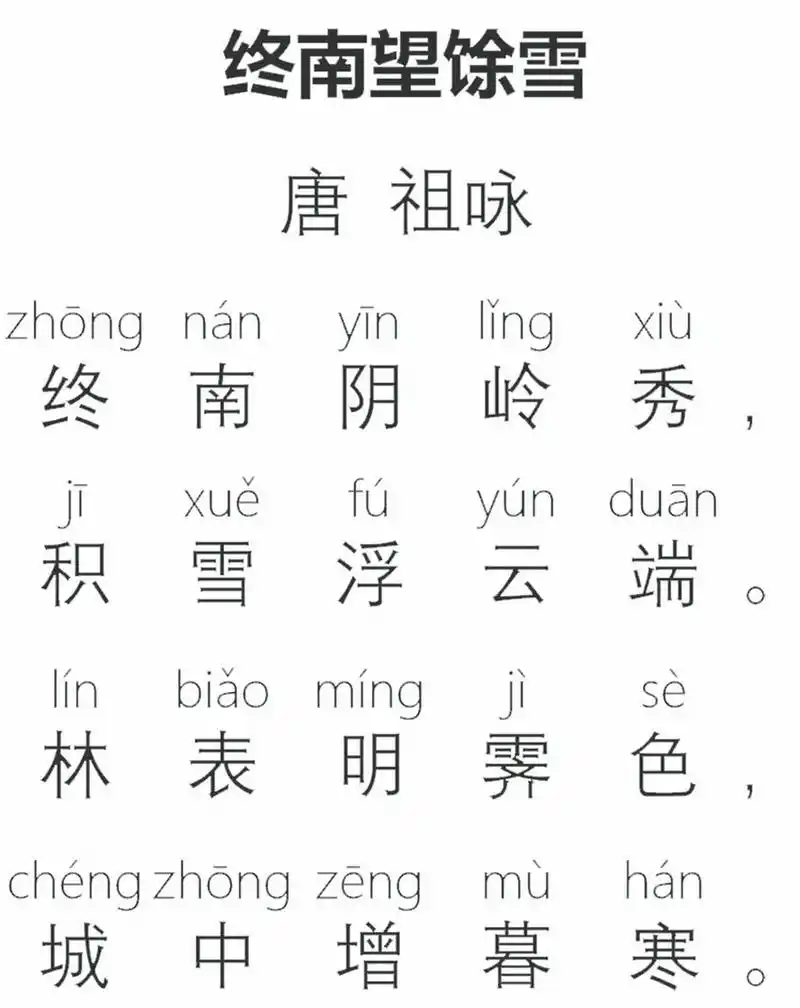 诗词精读分享《终南望余雪》唐·祖咏 诗词讲解 遥望终南,北山秀丽