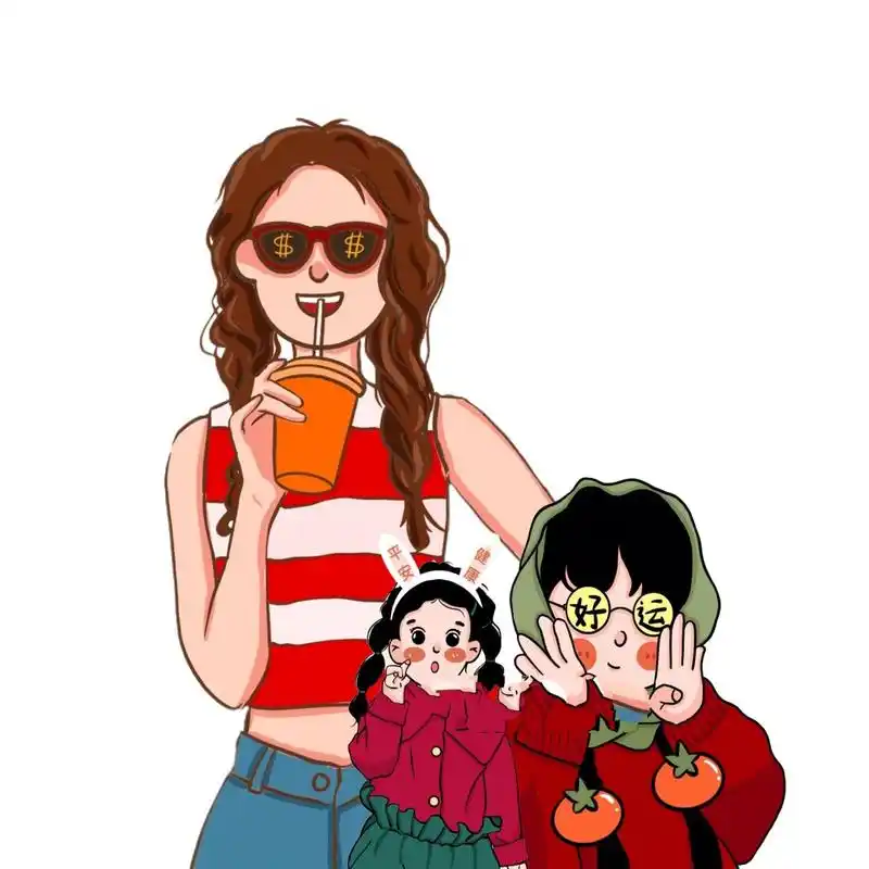 妈妈带着一儿一女头像～你留言我做图 你也想拥有这样的一儿一女吗?