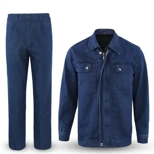 春秋冬季长袖工地建筑施工电焊工防烫阻燃劳保服牛仔工作服套装男