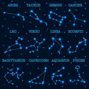 星空婆娘个收集12个星座的空间和恒星背面照片