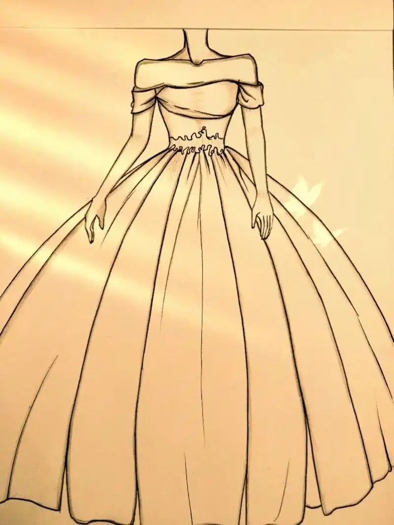 婚纱礼服手绘简笔画74绘画过程 小红书宝宝们!