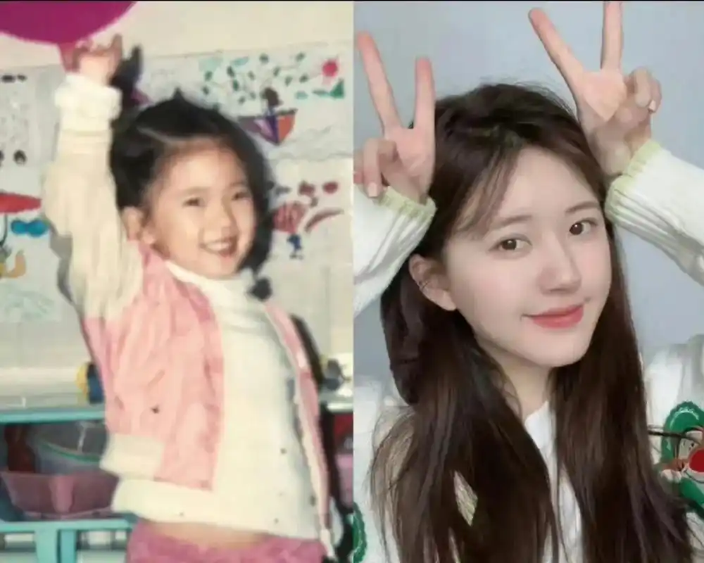 赵露思和虞书欣的童年照,看得出来从小就是甜妹