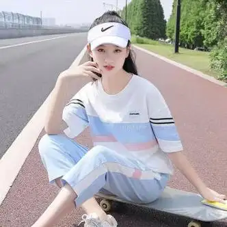 拼征141619初中生高中女生穿的夏季套装少女夏装套装初中学生韩版宽