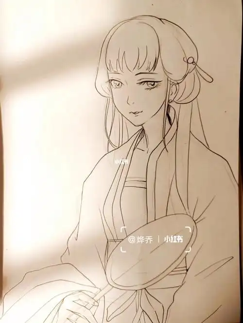 画个线稿动漫古风女孩