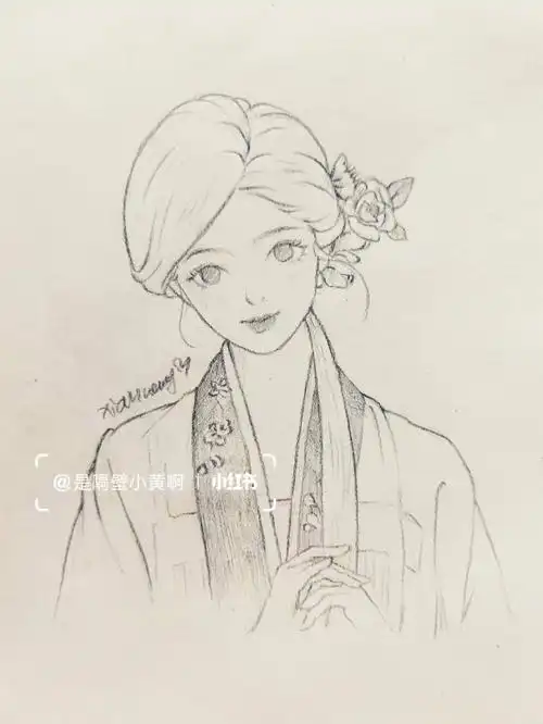 照片转手绘   #少女线稿  #古风人物  #画画打卡  #我的日常  #古珑