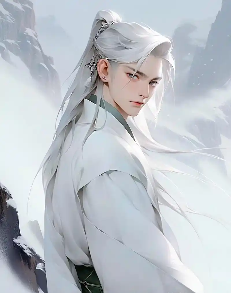 古风白发男子:悦怿若九春,磬折似秋霜.